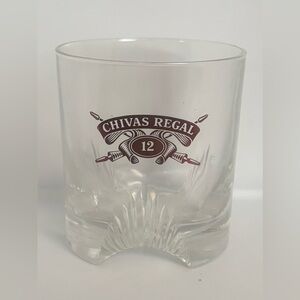 Vintage Chivas Regal Scotch Whiskey Glass w/Etched Gold Label Low Ball